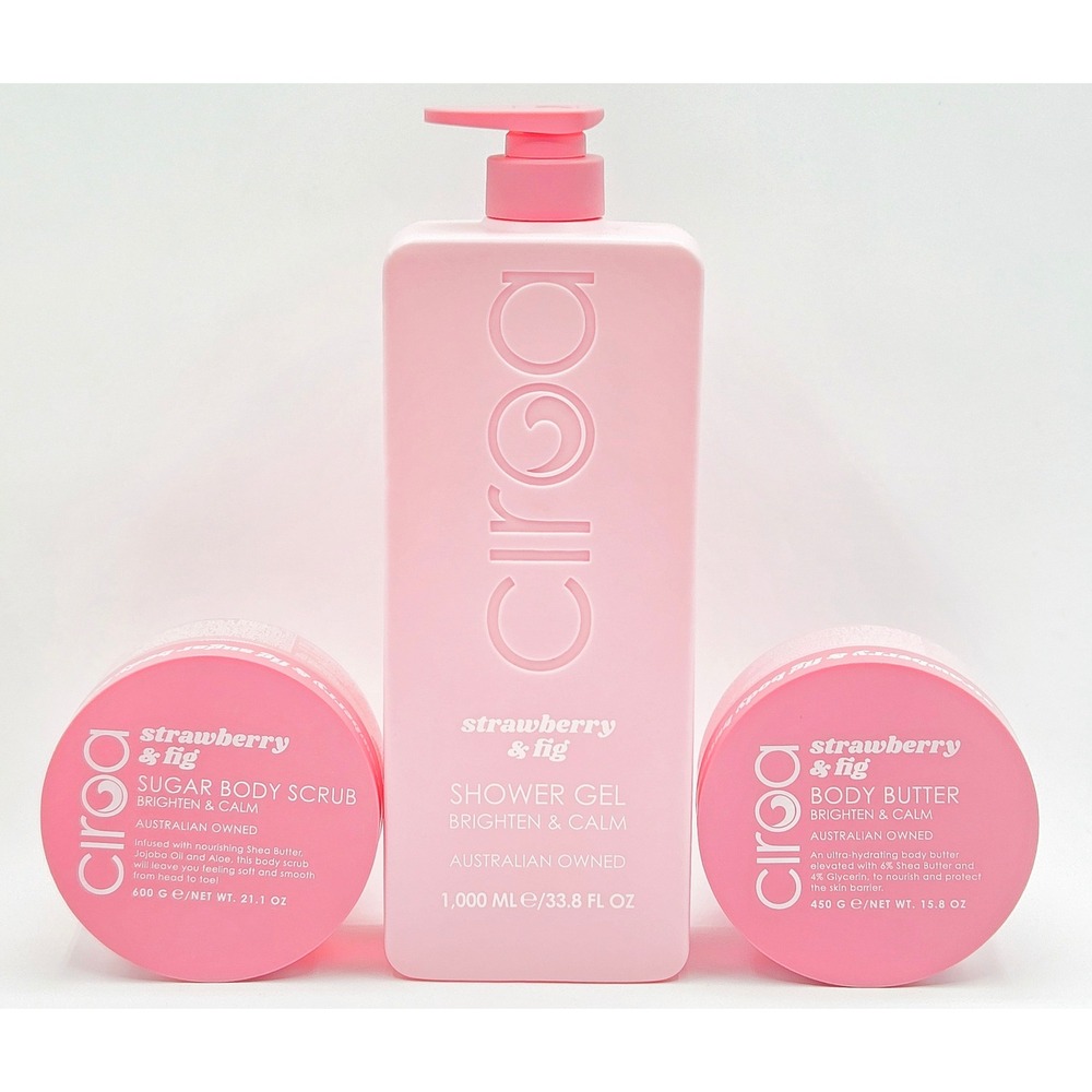 Ciroa Strawberry & Fig Body Care Set 3pc Womens Pink Brighten & Calm New